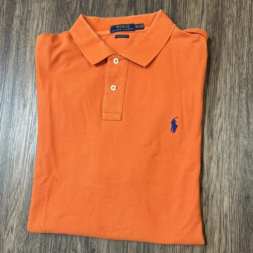 Polo Ralph Lauren Men's Bright Orange Polo Short Sleeve Collared Neck Size XXL